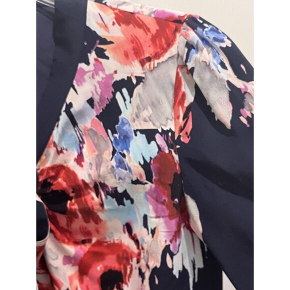 Kate Spade Reade Watercolor Floral Self Tie Silk Long Sleeve Blouse XSmall - Picture 6 of 10